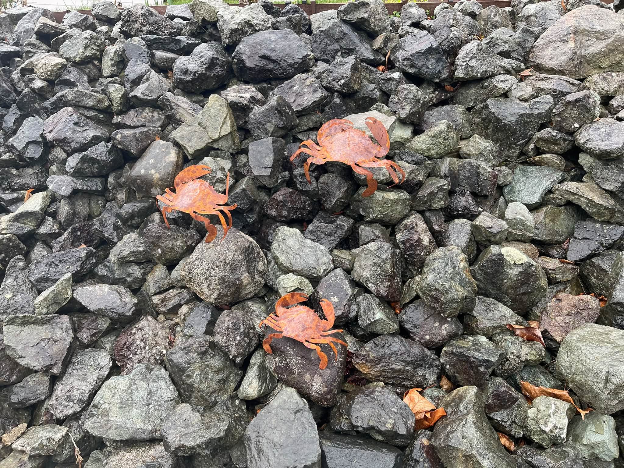 Decorative steel crabs in three sizes