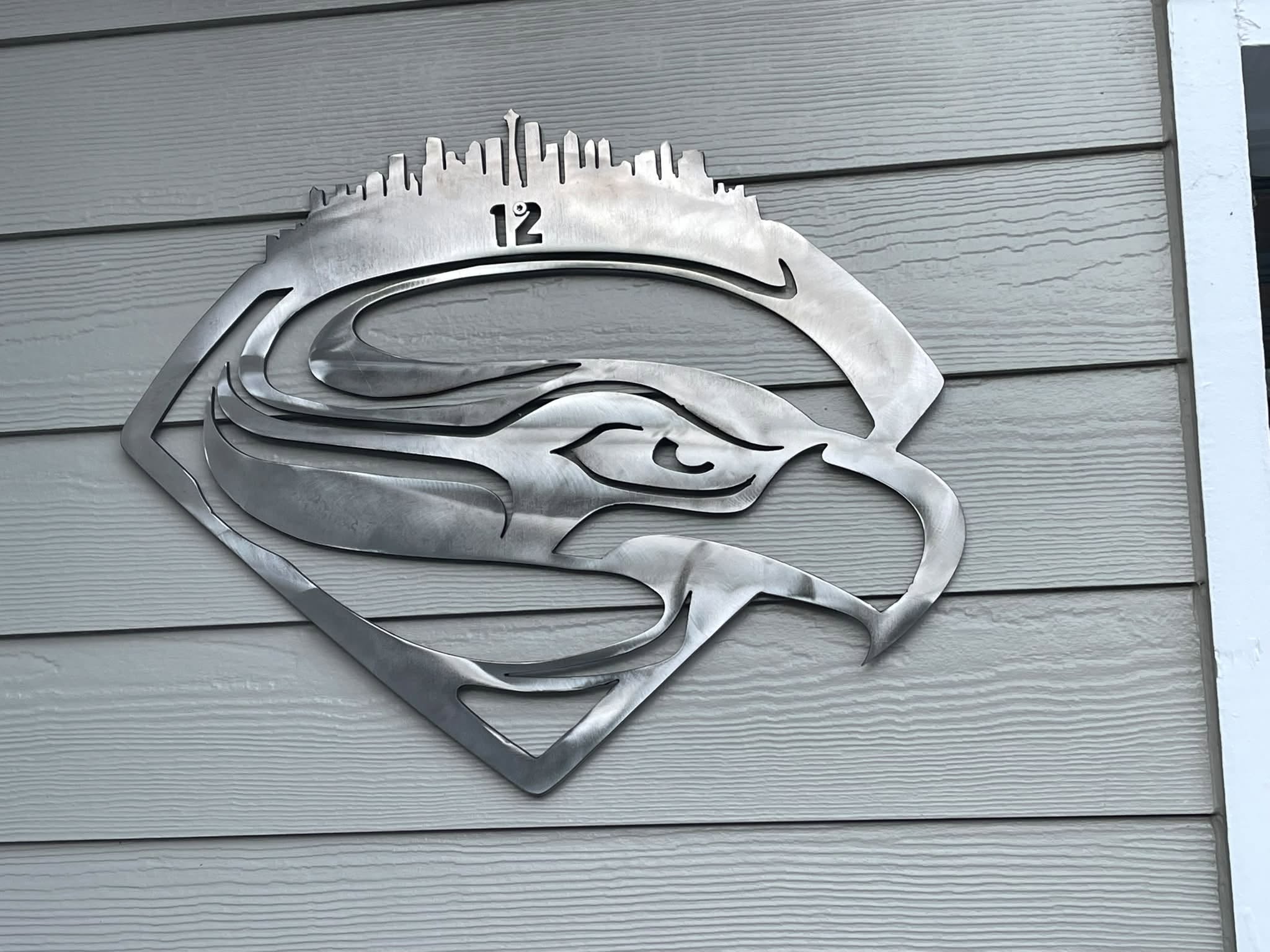 Seattle football themed plasma-cut steel sign